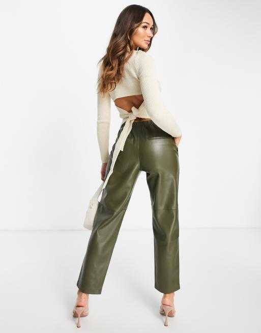 ASOS DESIGN jumper with tie back detail in stone