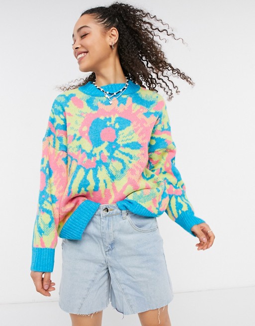 ASOS DESIGN jumper with tie dye pattern