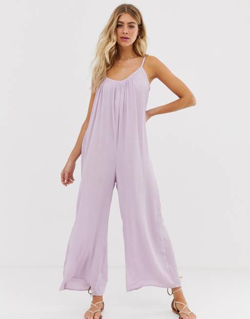 ASOS DESIGN - Jumpsuit met lage rug van gekreukte stof