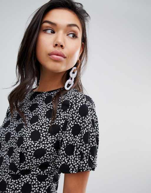ASOS DESIGN - Jumpsuit met pofmouwen en stippen- en bloemenprint, 3 van 4