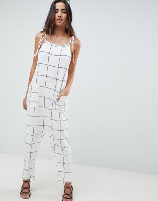 black and white check jumpsuit