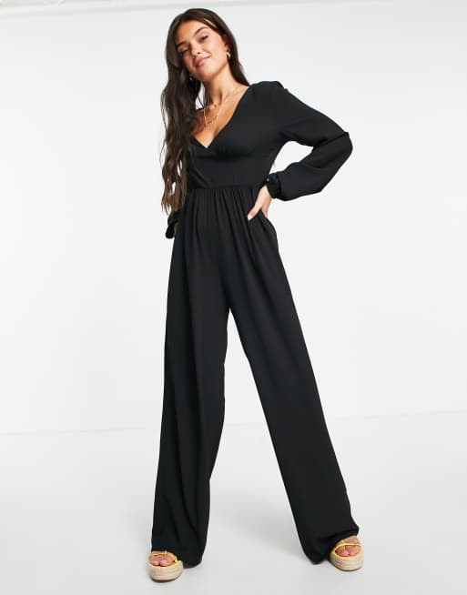 Zwarte jumpsuit lange discount mouwen