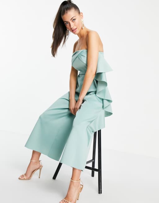 ASOS DESIGN - Jumpsuit van scubastof met bandeau-bovenkant en ruches, 4 van 4