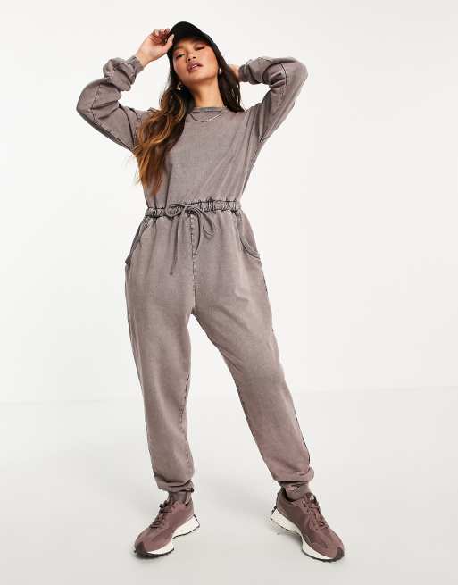 goedkoop wapenkamer betreden ASOS DESIGN - Jumpsuit van sweatstof in acid wash | ASOS