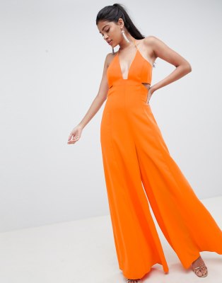 orange cut out jumpsuit