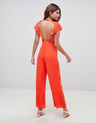 ASOS DESIGN Jumpsuit with Flutter Open Back | ASOS