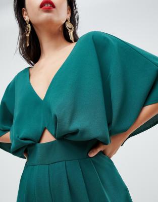 asos design jumpsuit with kimono sleeve and peg leg