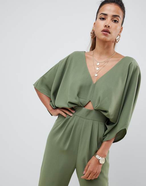 Asos design petite jumpsuit with kimono sleeve and peg sales leg