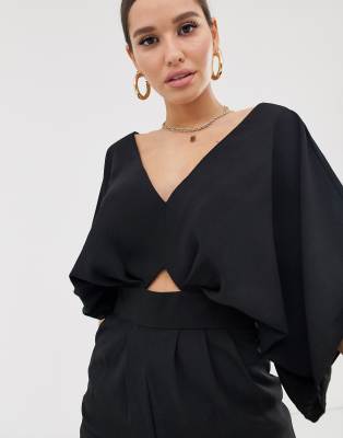 asos design jumpsuit with kimono sleeve and peg leg