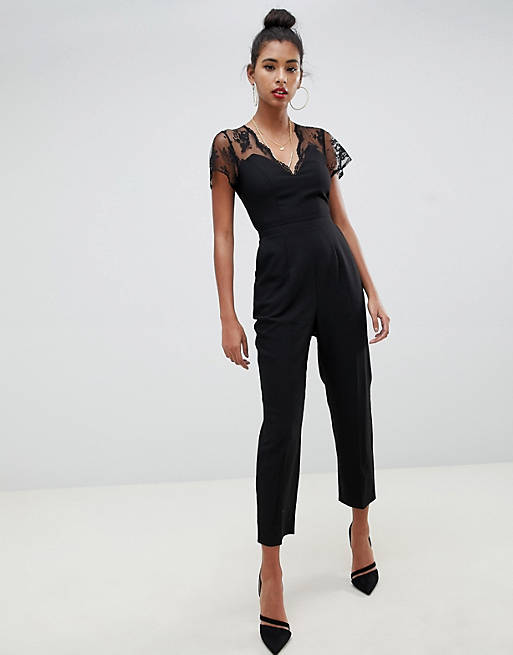 ASOS Design jumpsuit with lace detail & tapered leg