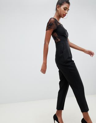 asos black lace jumpsuit