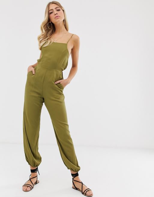 ASOS DESIGN jumpsuit with strappy back and elasticated cuffs