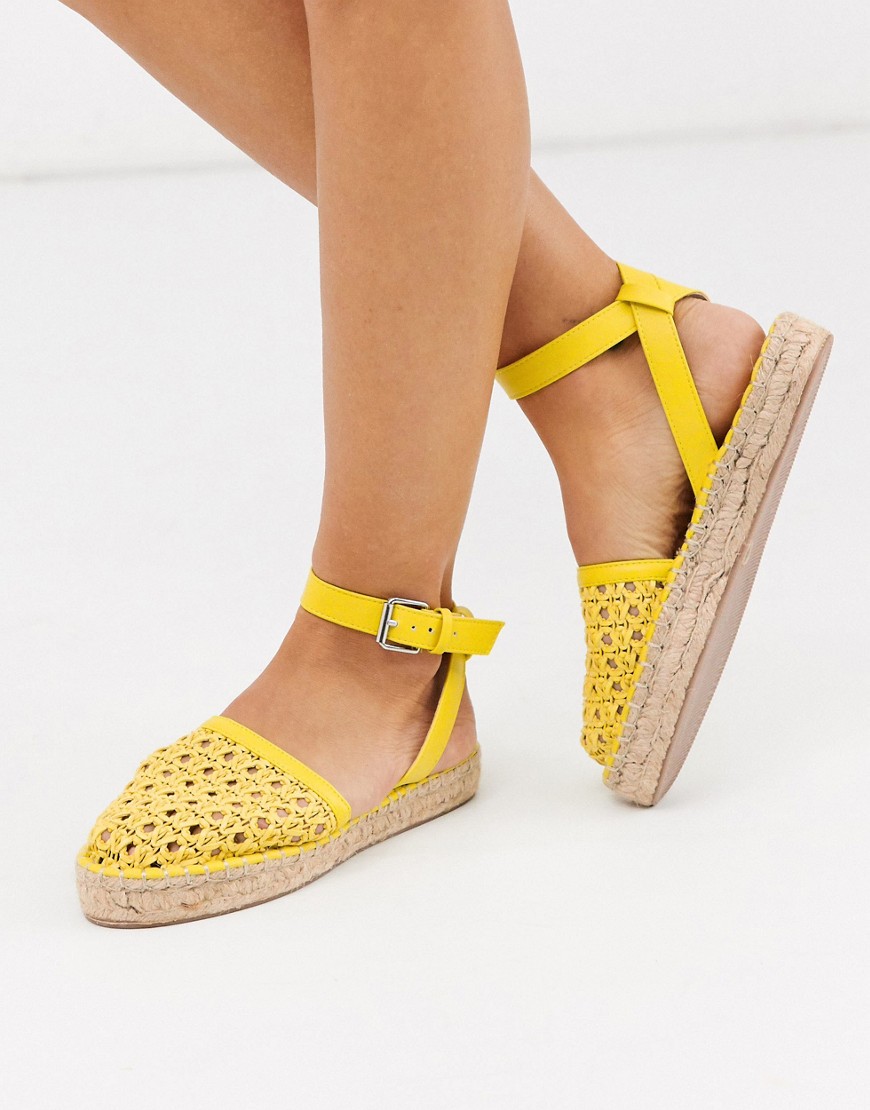 ASOS DESIGN - Junction - Platte espadrille-sandalen in geel