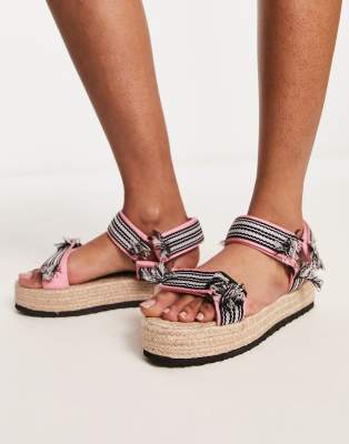 ASOS DESIGN Junction sport sandal espadrille in pink - ASOS Price Checker