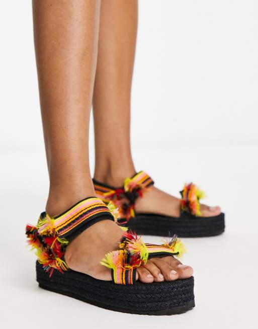 ASOS DESIGN Junction sport sandal espadrille in black and red ASOS