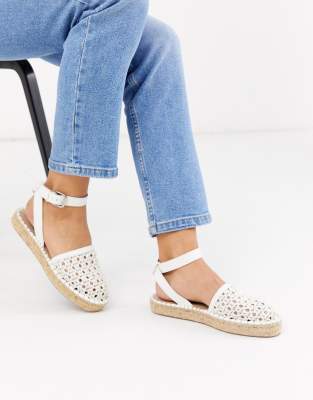 white woven sandals