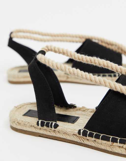 ASOS DESIGN June rope tie espadrilles sandals in black