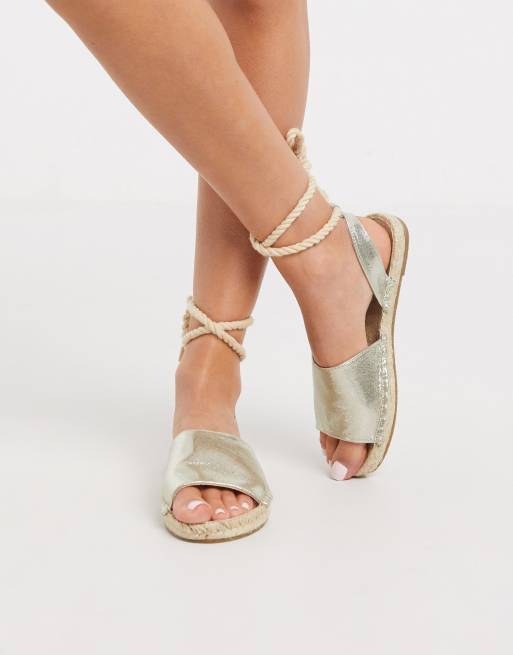 asos gold sandals flat