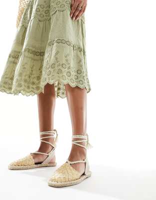  Jungle woven strappy espadrilles in natural raffia