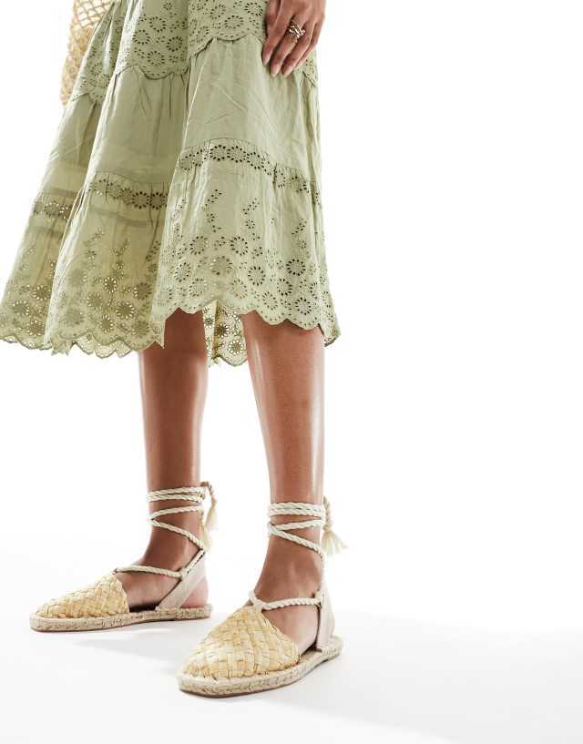 ASOS DESIGN - jungle woven strappy espadrilles in natural raffia