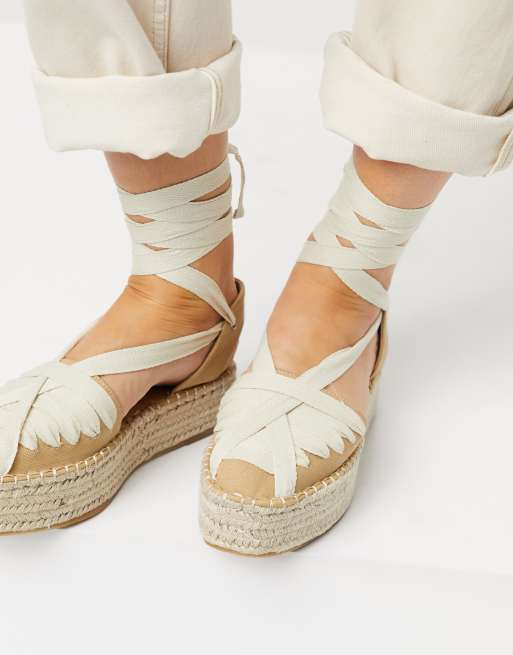 Tie up flatform on sale espadrilles