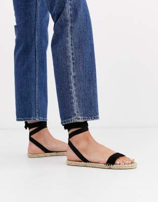 flat black espadrille sandals