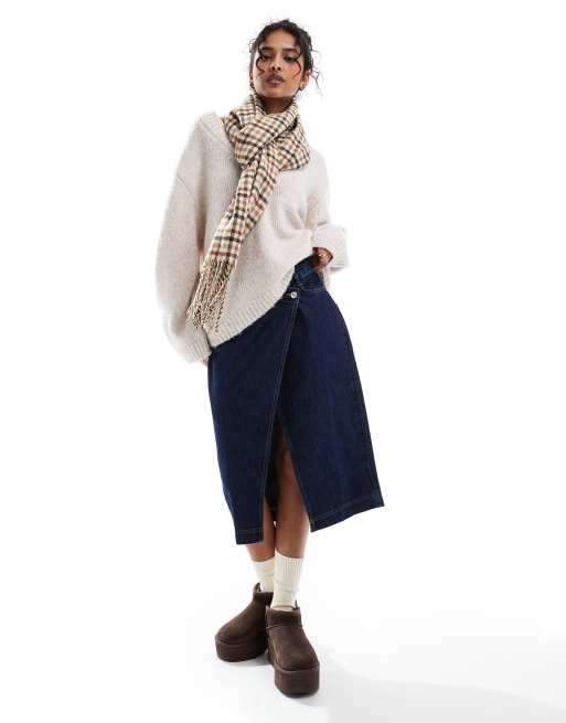 ASOS DESIGN - Jupe à taille croisée - Indigo, 2 de 5