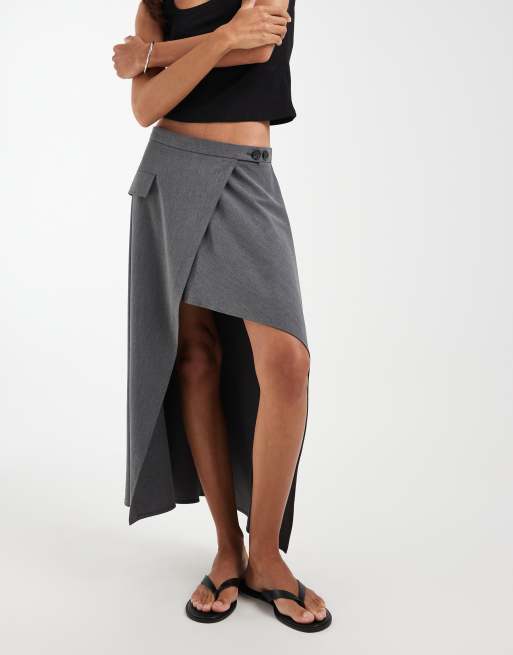 ASOS DESIGN - Jupe ajustée asymétrique - Gris, 2 de 5
