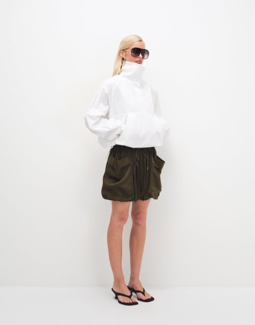 ASOS DESIGN - Jupe boule satinée à poches - Vert, 3 de 7