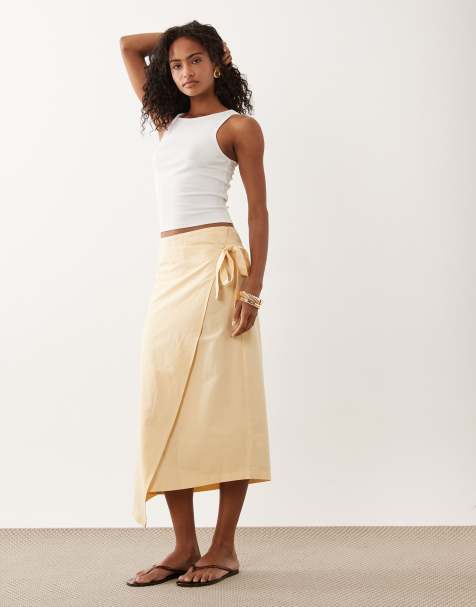 ASOS DESIGN - Jupe cache-coeur d'ensemble en lin mélangé - Babeurre - view 1