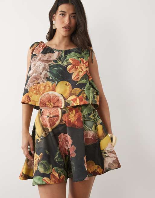 ASOS DESIGN - Jupe cercle d'ensemble volumineuse contrecollée à imprimé fruits, 3 de 5