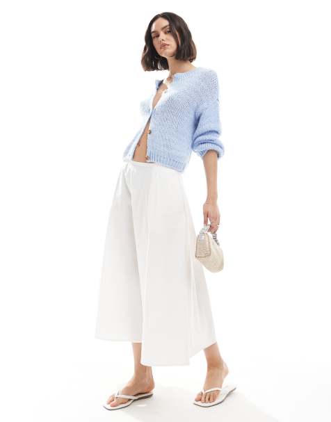 ASOS DESIGN - Jupe cercle mi-longue en coton - Blanc - view 1