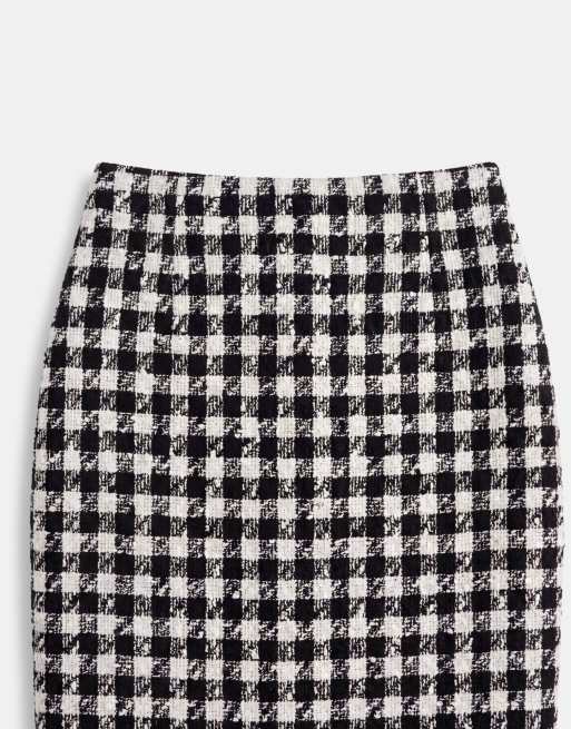 ASOS DESIGN jupe crayon ajustée en bouclé à motif pied-de-poule monochrome, 9 de 9
