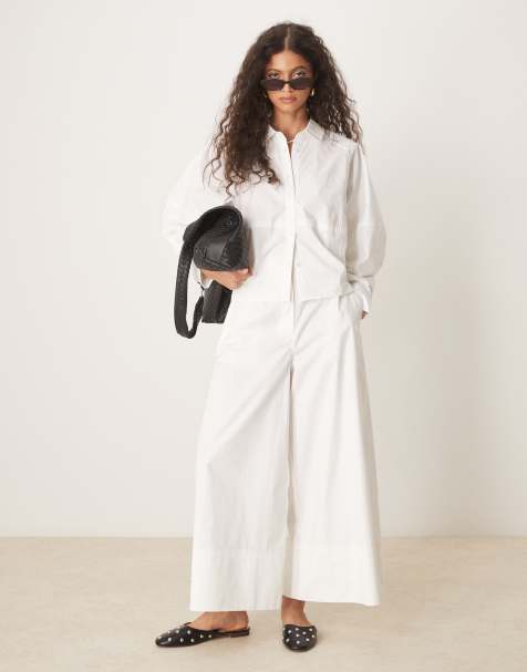ASOS DESIGN - Jupe-culotte d'ensemble large et épurée - Blanc - view 1