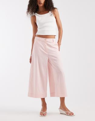 ASOS DESIGN - Jupe-culotte large effet lin-Rose