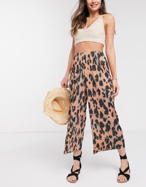 ASOS DESIGN Jupe culotte pliss e imprim animal ASOS