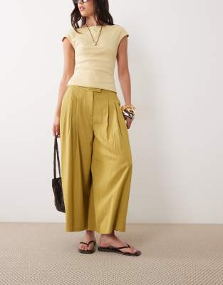 Jupe-culotte plissée coupe fluide ajustée - Doré 36