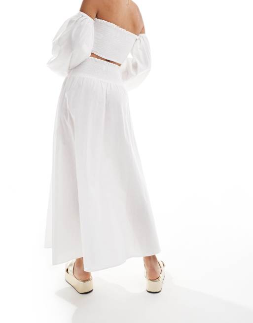 ASOS DESIGN - Jupe d'ensemble longue à taille froncée - Blanc, 3 de 5