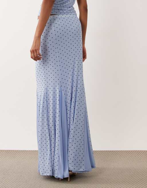 ASOS DESIGN - Jupe d'ensemble longue en tulle à pois - Bleu, 3 de 5