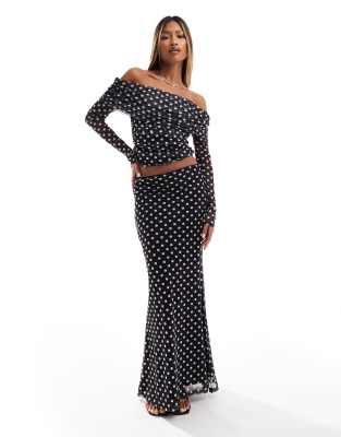 ASOS DESIGN - Jupe d'ensemble longue en tulle  pois et ourlet ...