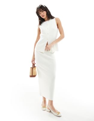 FhyzicsShops DESIGN - Jupe d'ensemble longueur mollet en maille - Blanc