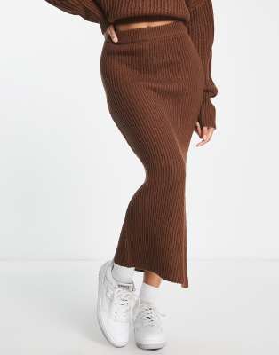ASOS DESIGN co-ord knitted midi skirt in brown - ASOS Price Checker