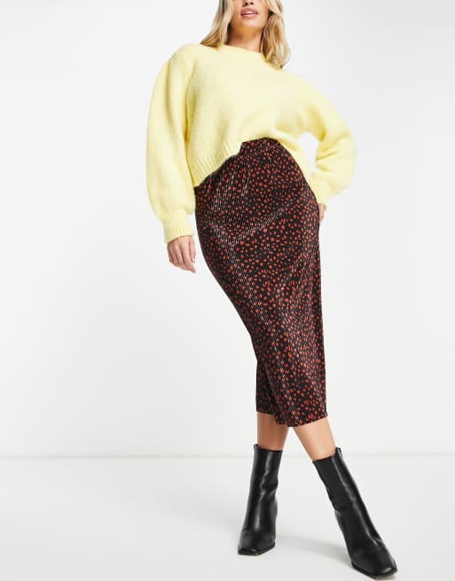 ASOS DESIGN - Jupe droite mi-longue plissée à pois 
