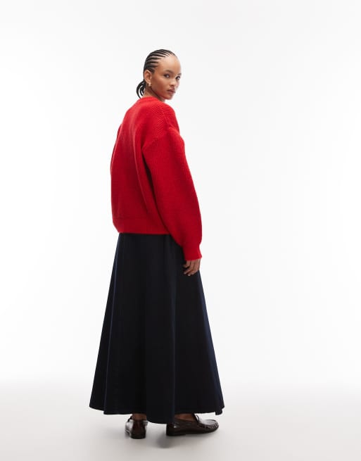ASOS DESIGN - Jupe en denim à ourlet mouchoir - Marron teinté indigo, 4 de 5