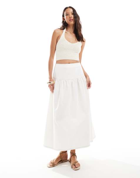 ASOS DESIGN - Jupe en jean longue avec taille basse - Écru - view 1