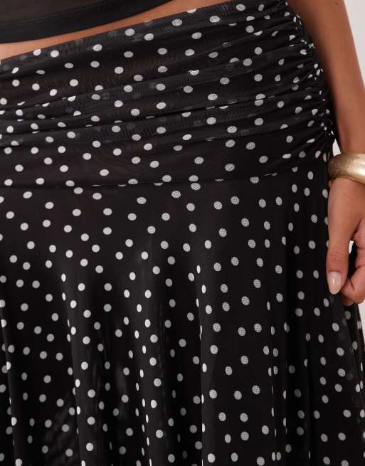 ASOS DESIGN - Jupe en tulle transparent à pois avec ourlet mouchoir - Noir, 5 de 5
