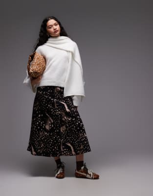 ASOS DESIGN - Jupe évasée en denim imprimé animal-Multicolore