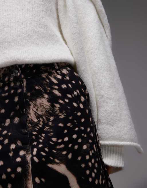 ASOS DESIGN - Jupe évasée en denim imprimé animal, 4 de 5
