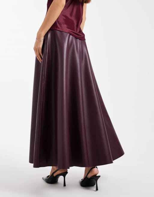ASOS DESIGN - Jupe évasée en PU - Figue, 2 de 5