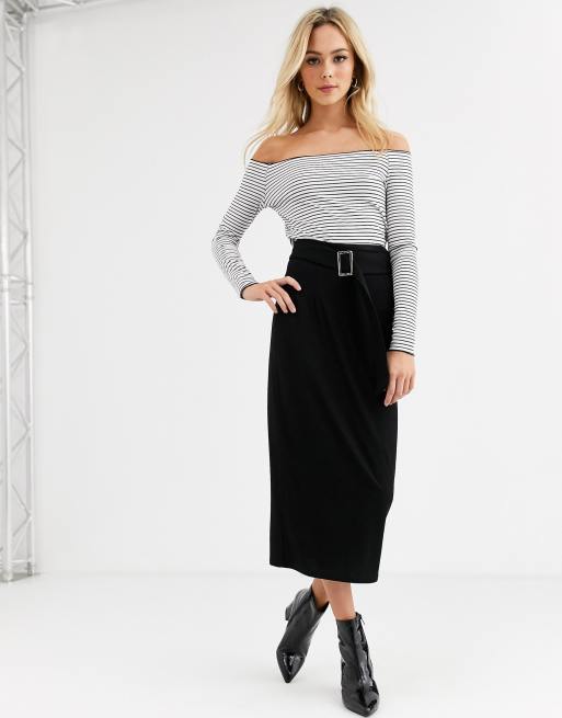 ASOS DESIGN - Jupe fourreau longue à ceinture